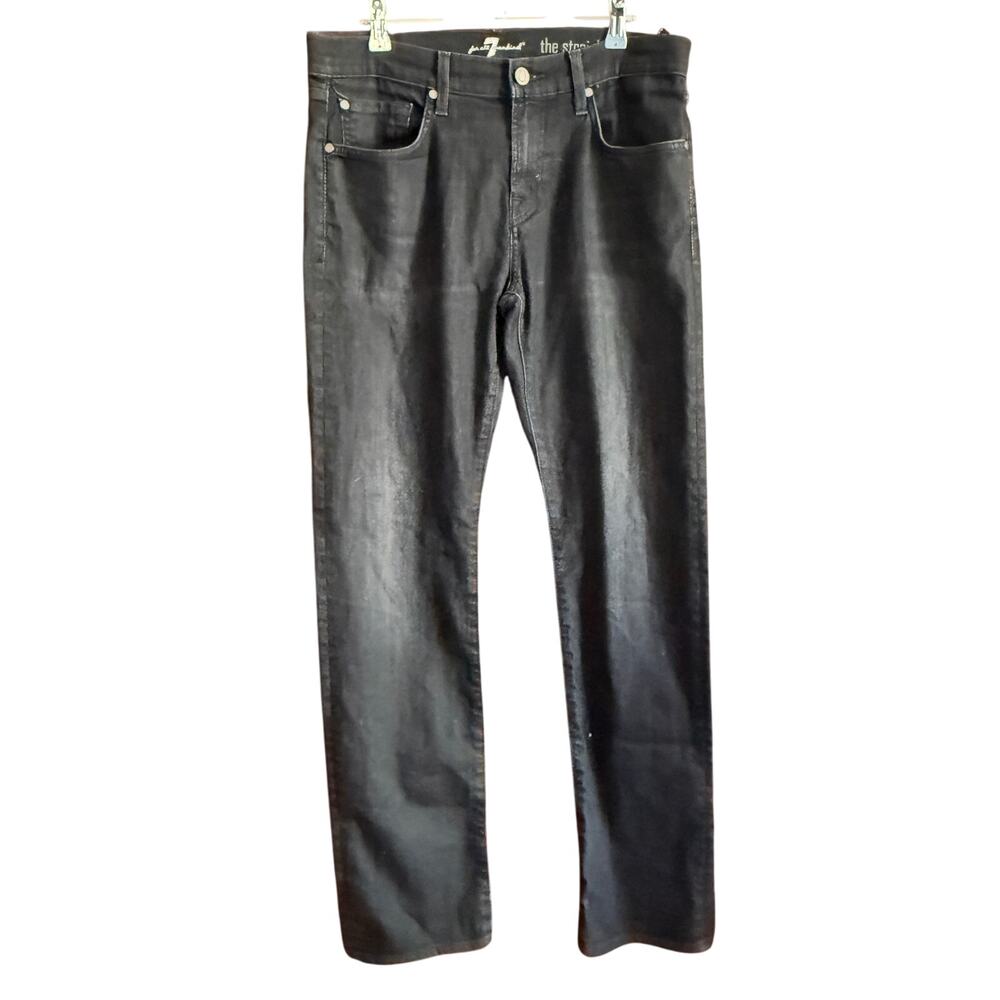 7 FOR ALL MANKIND Black The Straight Jeans Graphic Detail on pockets 32 x 32